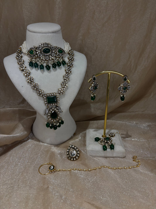 Emerald green bridal set