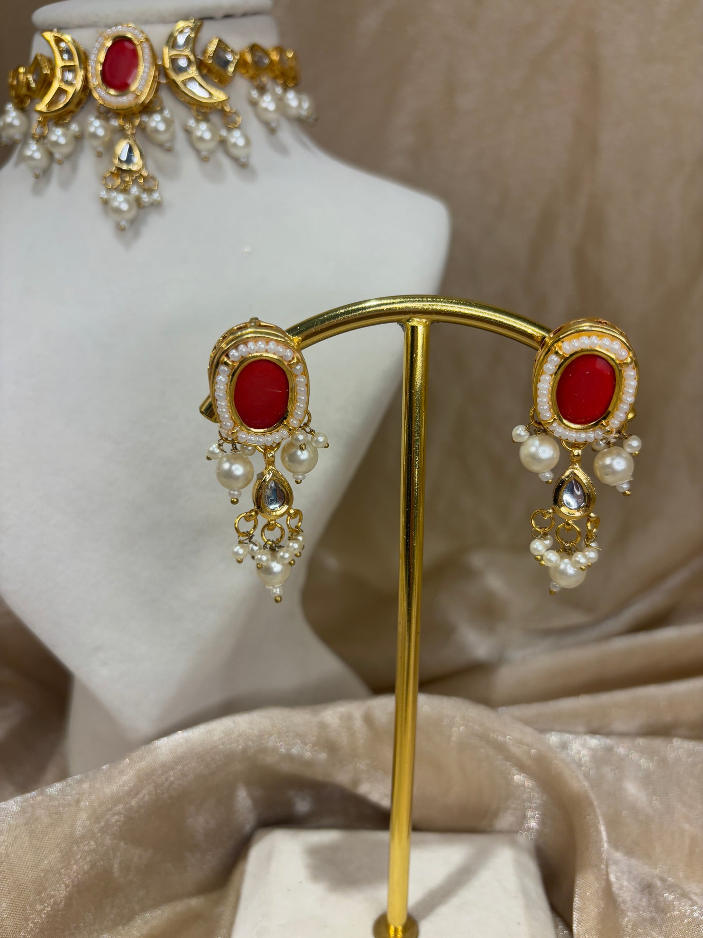 Red kundan choker set