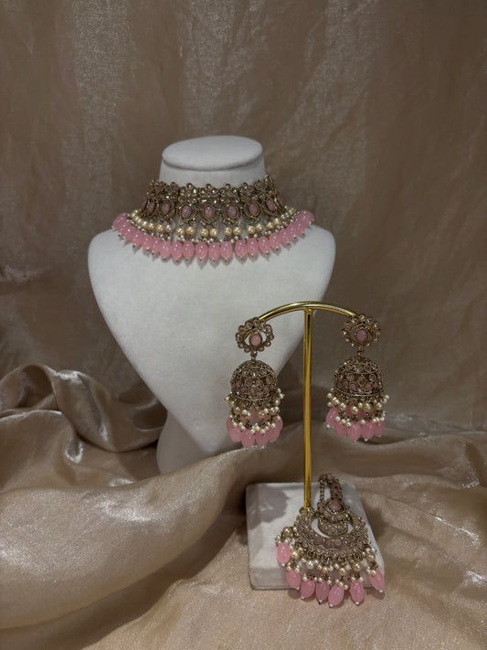 Baby pink choker set