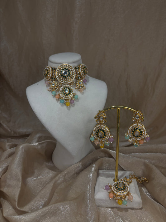 Pastel multi colour choker set