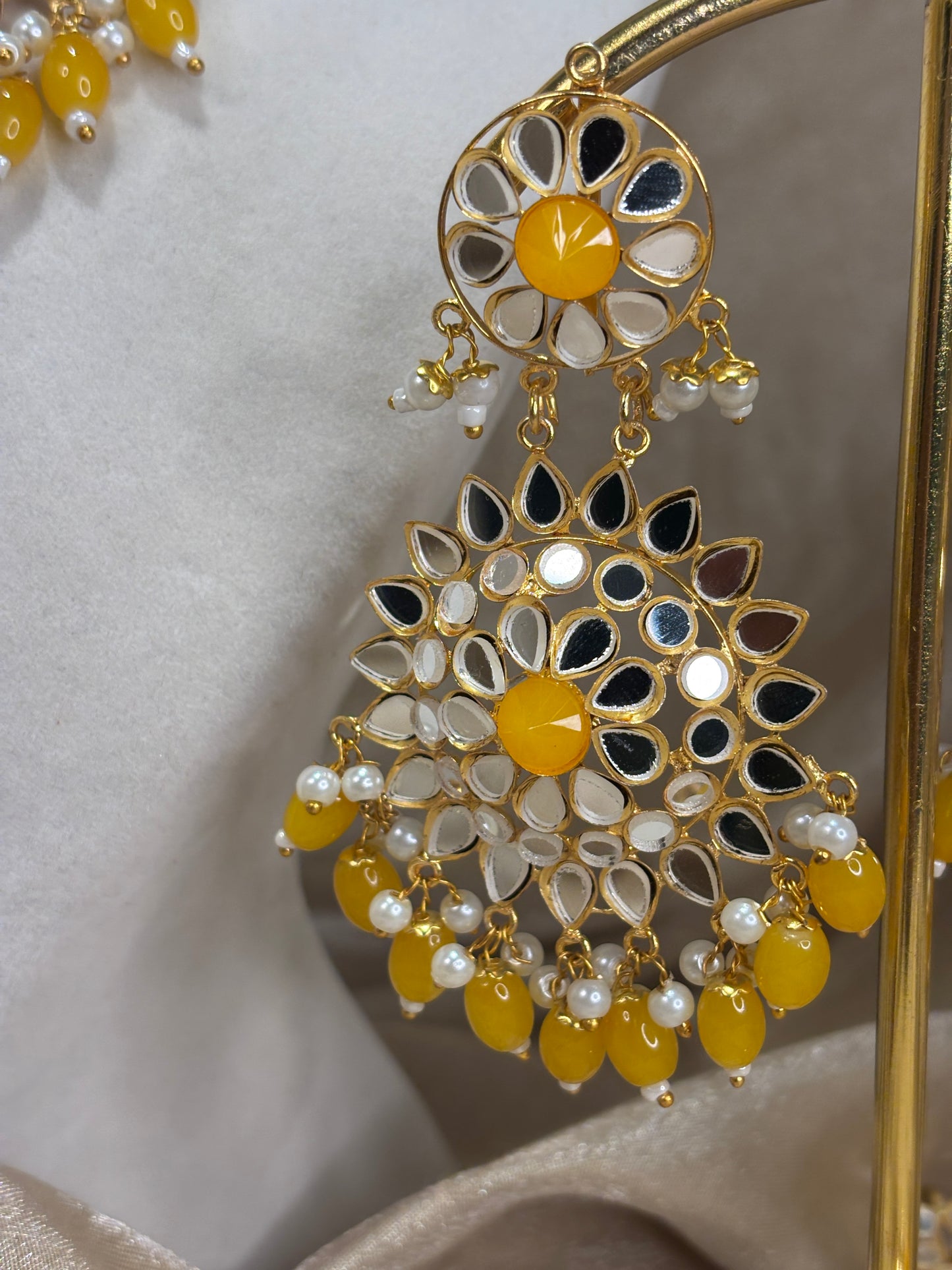 Yellow mirror work choker set