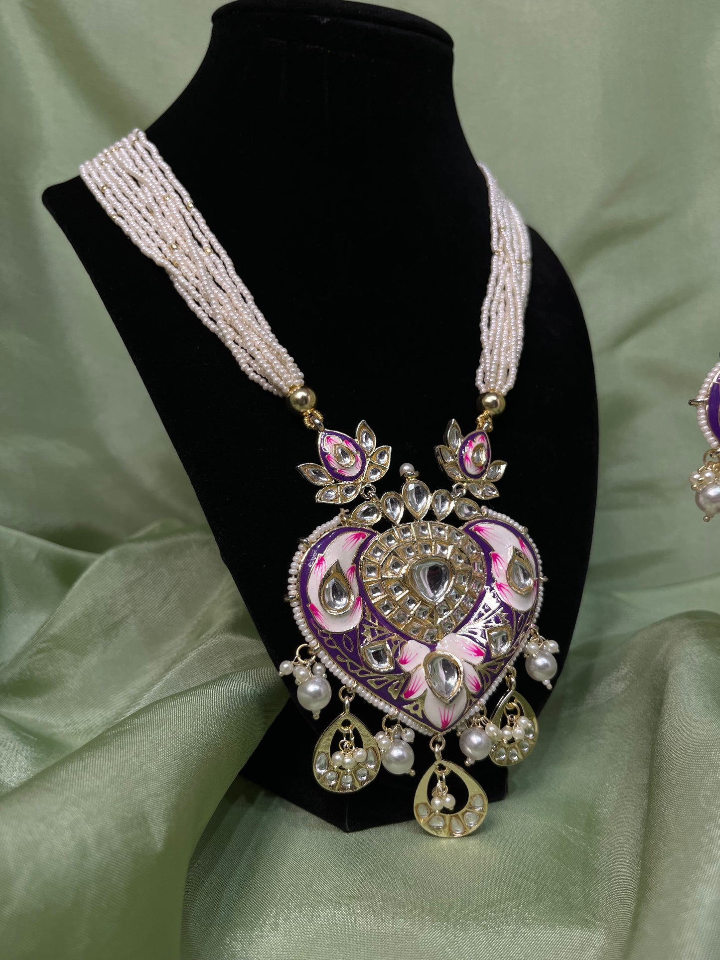 Purple long necklace set