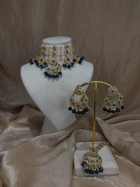 Navy blue choker set
