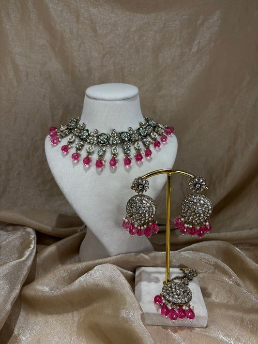Hot pink necklace set