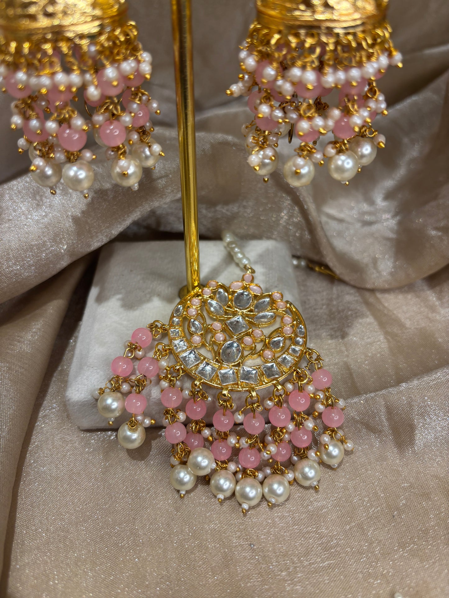 Pink kundan choker set
