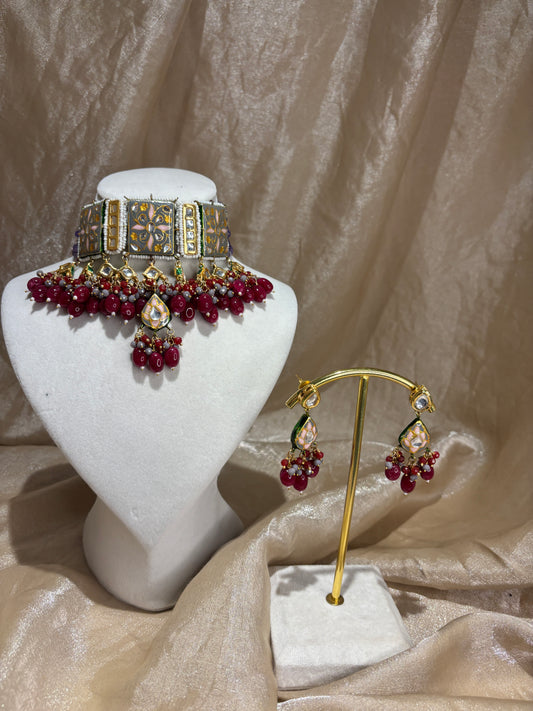 Maroon choker set