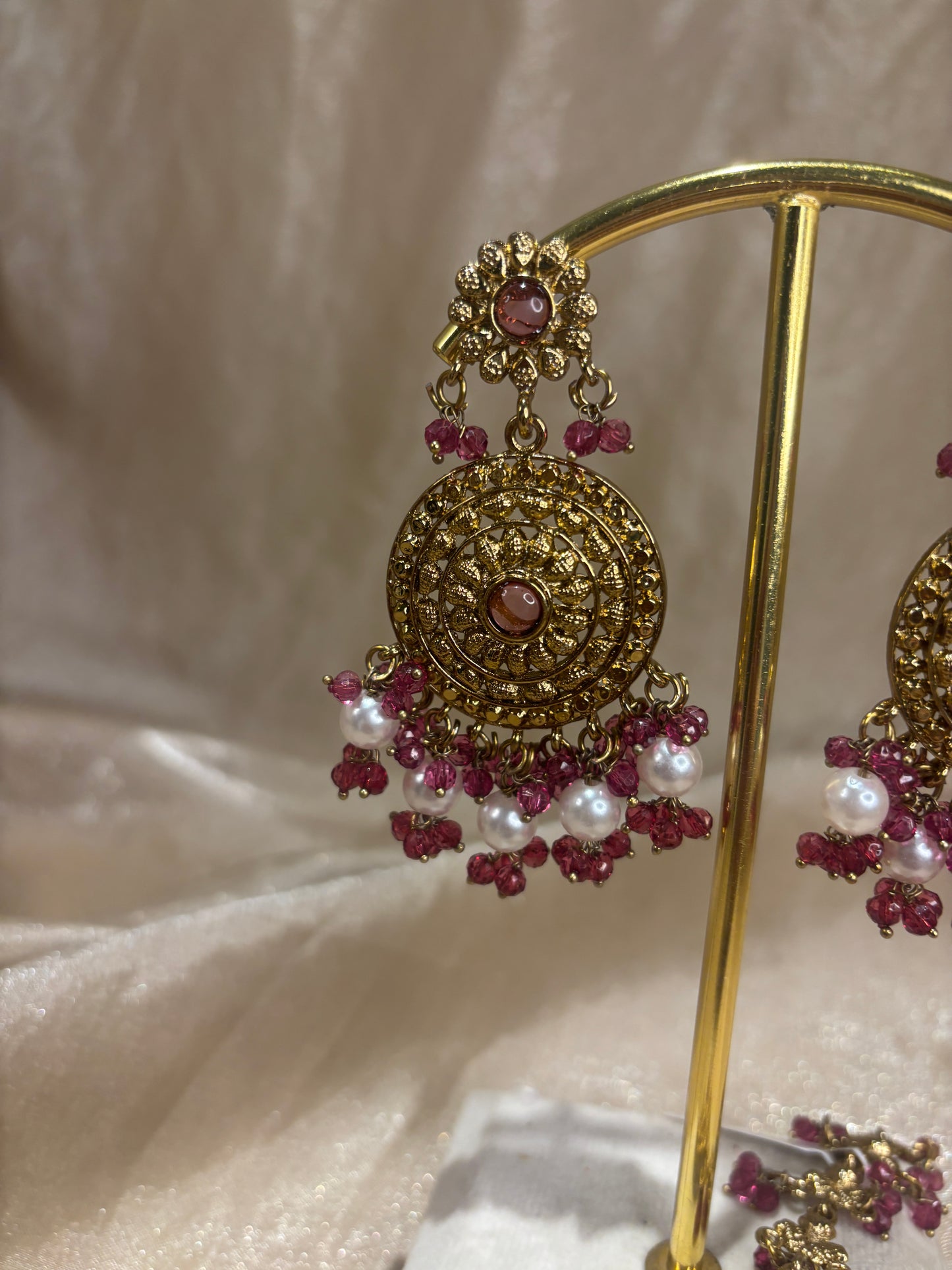 Maroon earring/tikka set