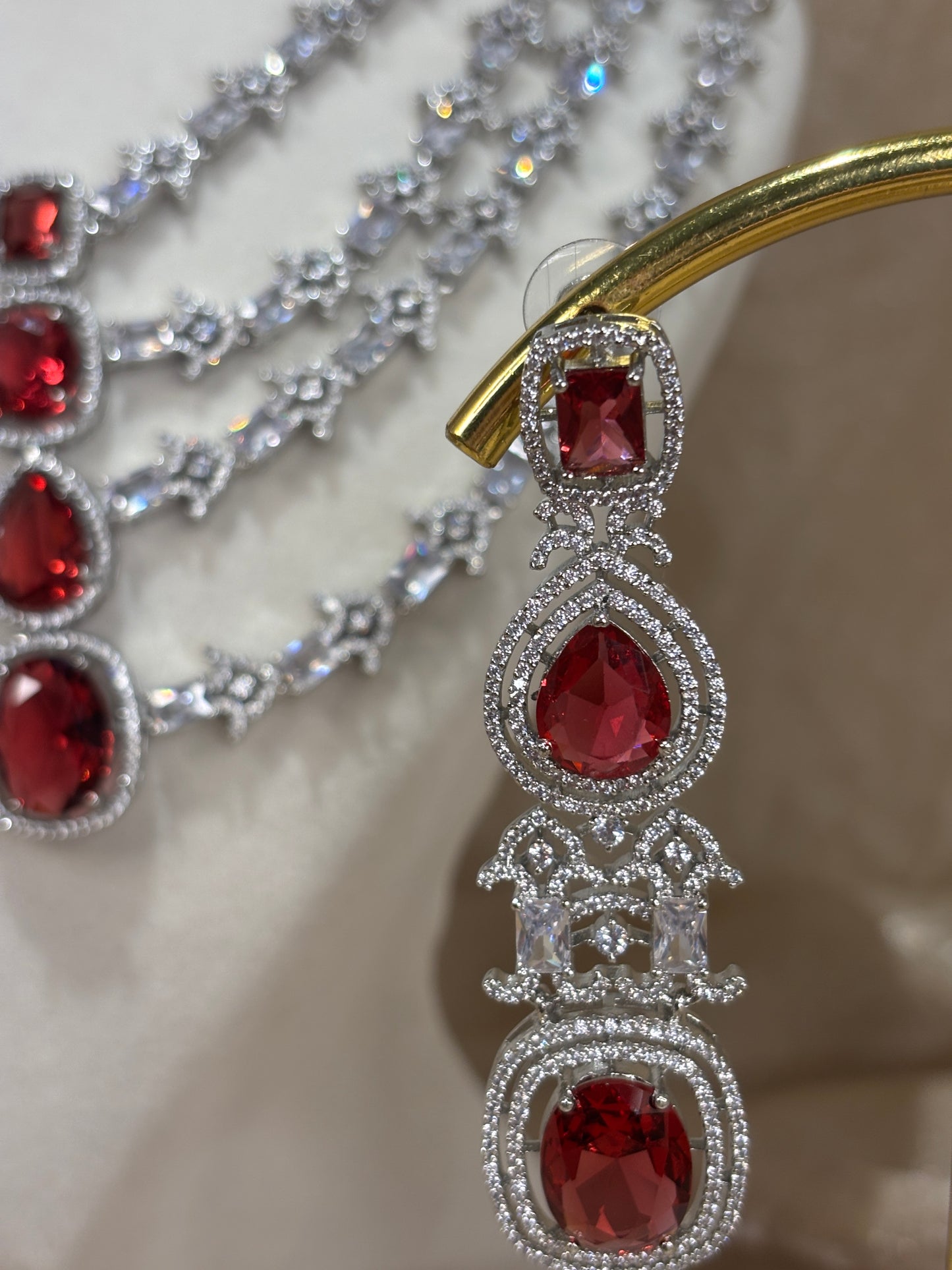 Red layered necklace set