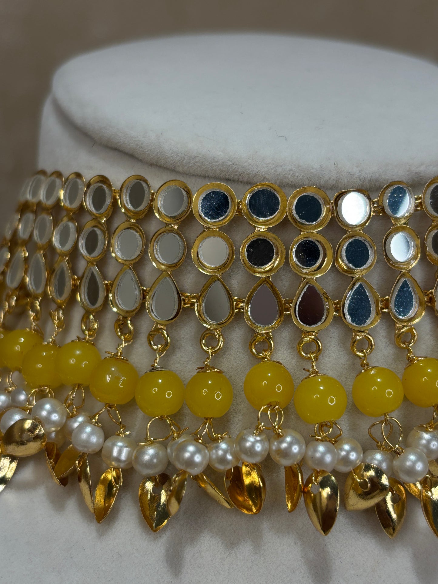 Yellow mirror work choker set