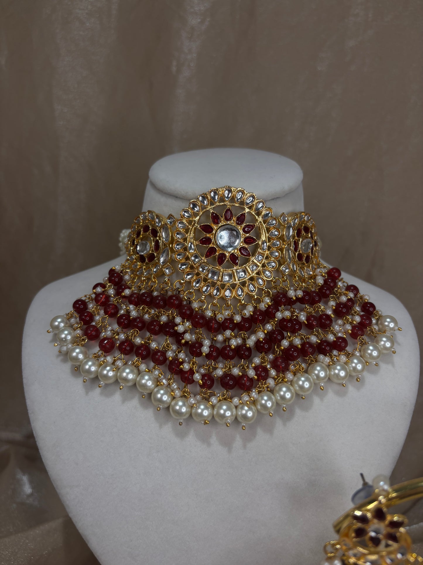 Maroon kundan choker set