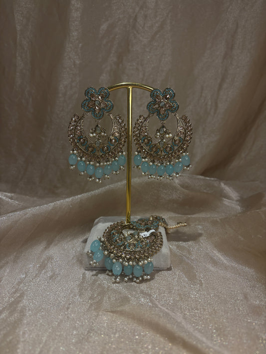 Blue earring/tikka set