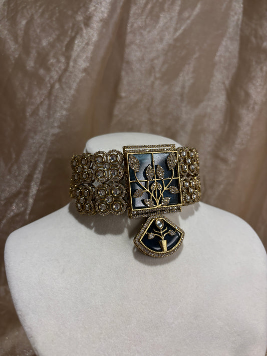 Navy blue choker set