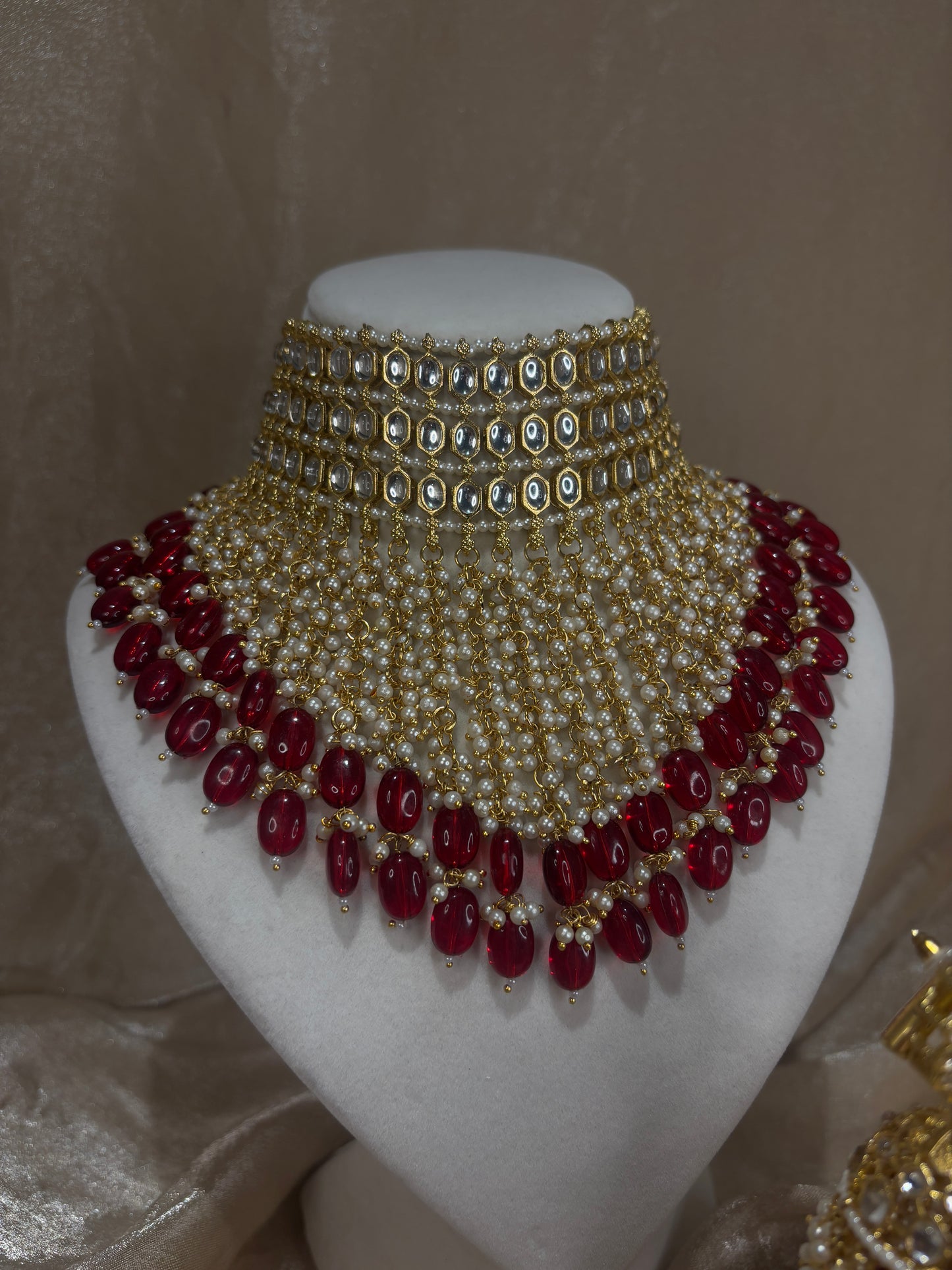 Maroon heavy choker set
