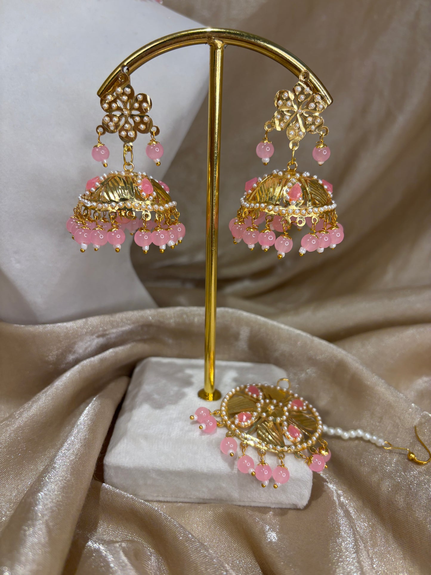 Baby pink jadau choker set