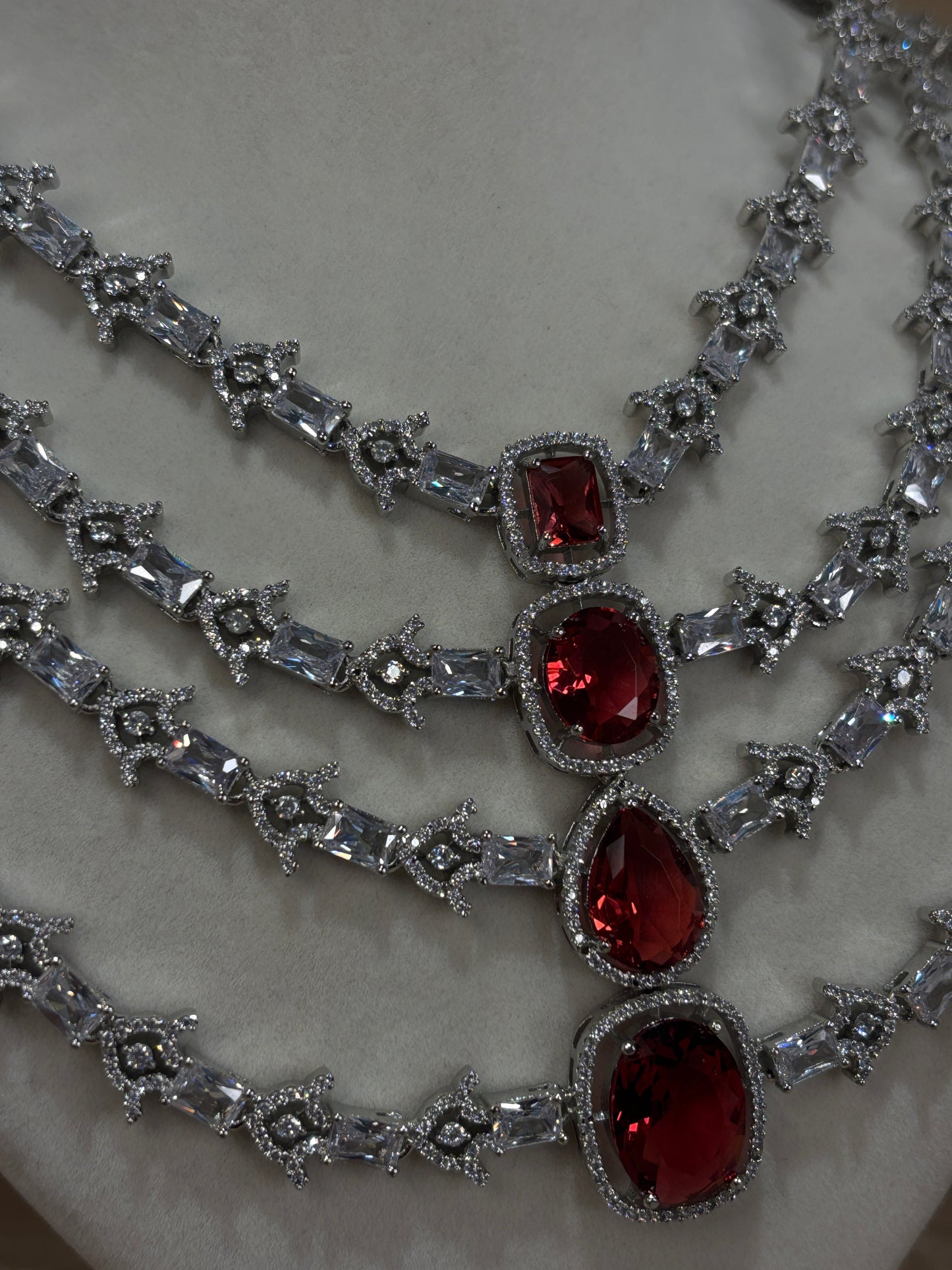 Red layered necklace set
