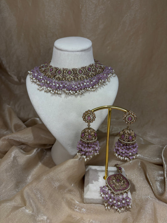 Heavy lavender necklace set