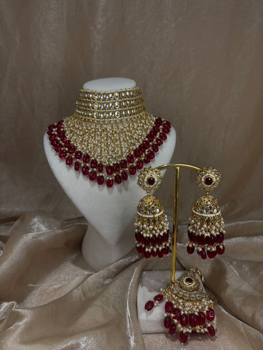 Maroon heavy choker set