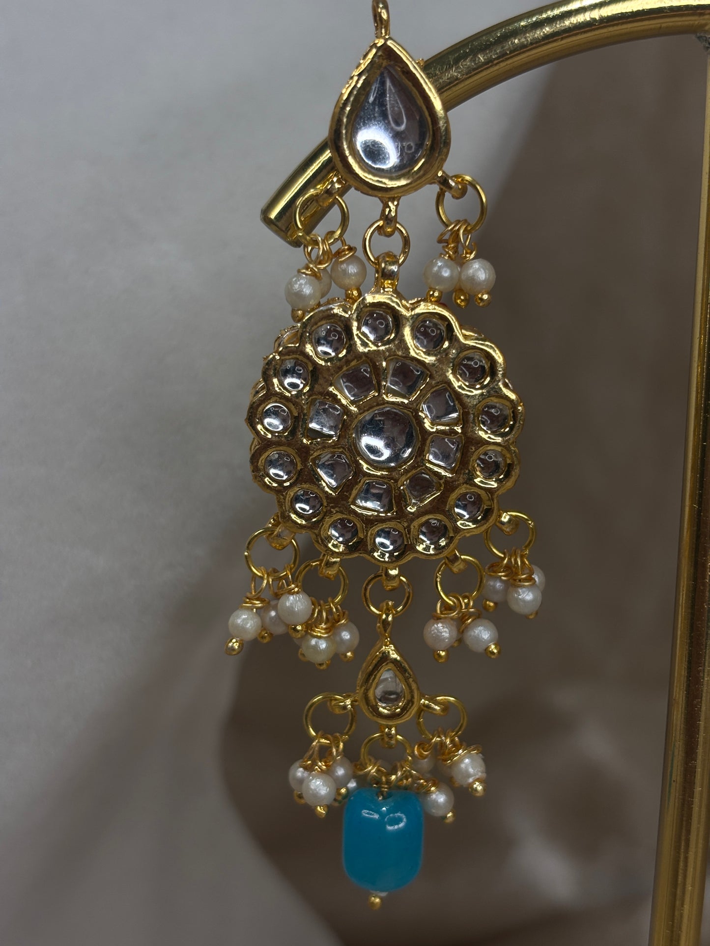 Sky blue kundan choker set