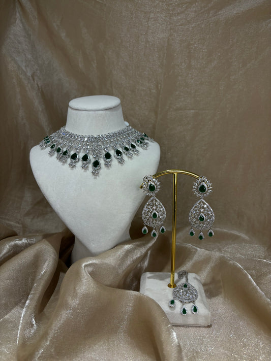 Emerald green American diamond set