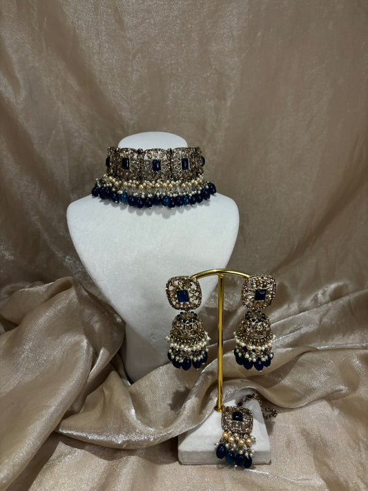 Navy blue choker set