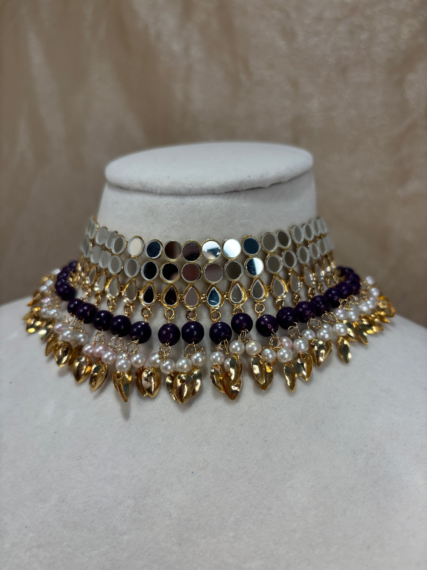 Purple mirror work choker set
