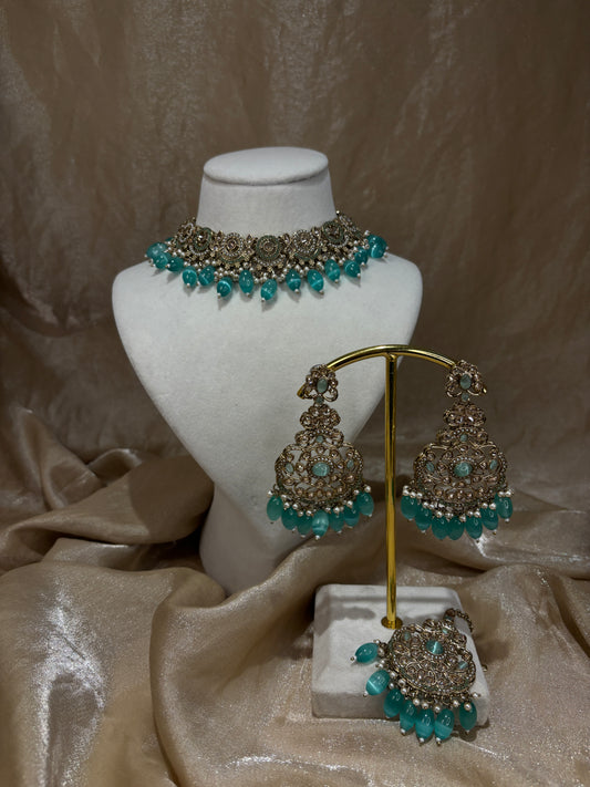Sea green choker set