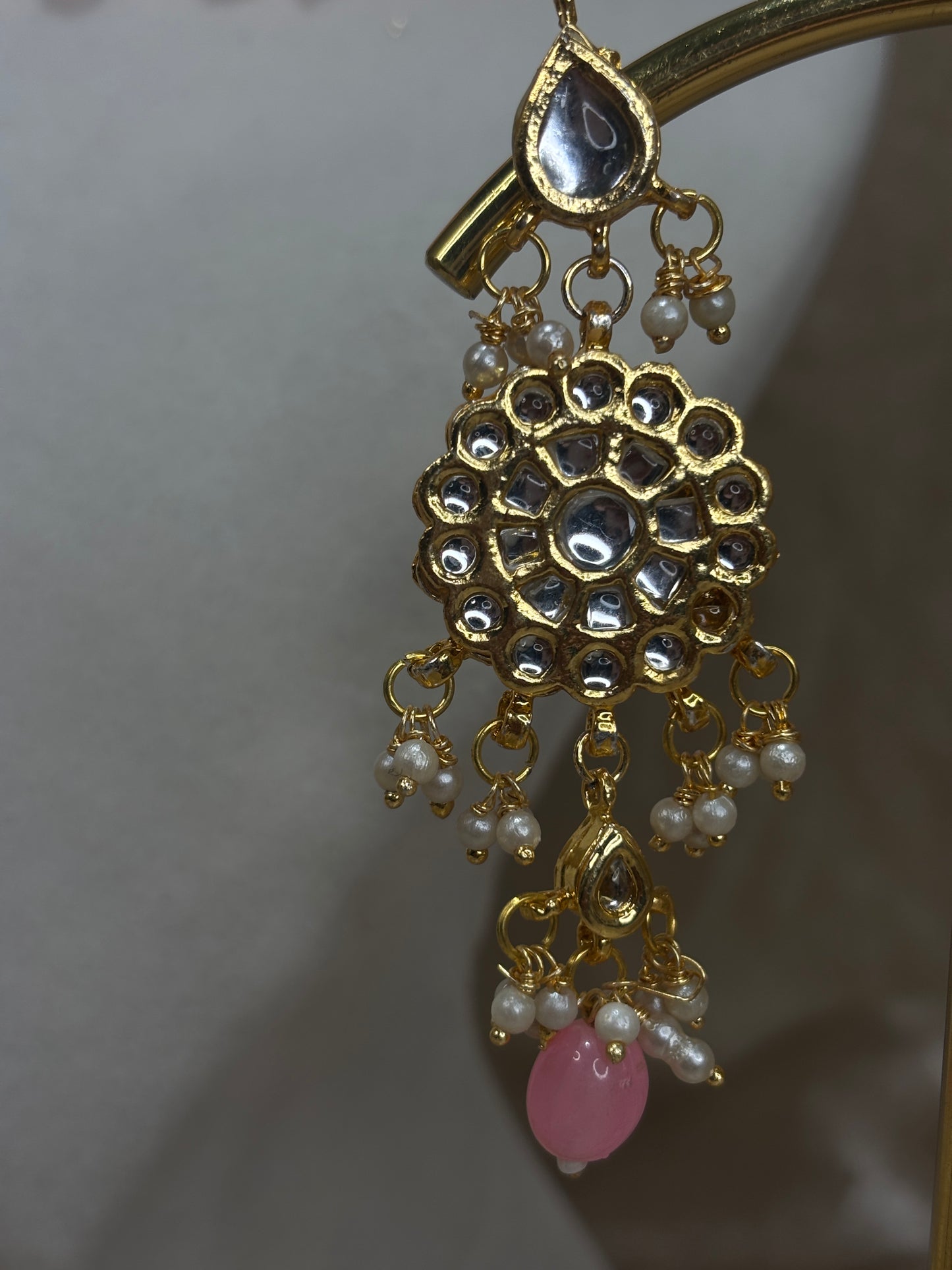 Pink kundan choker set