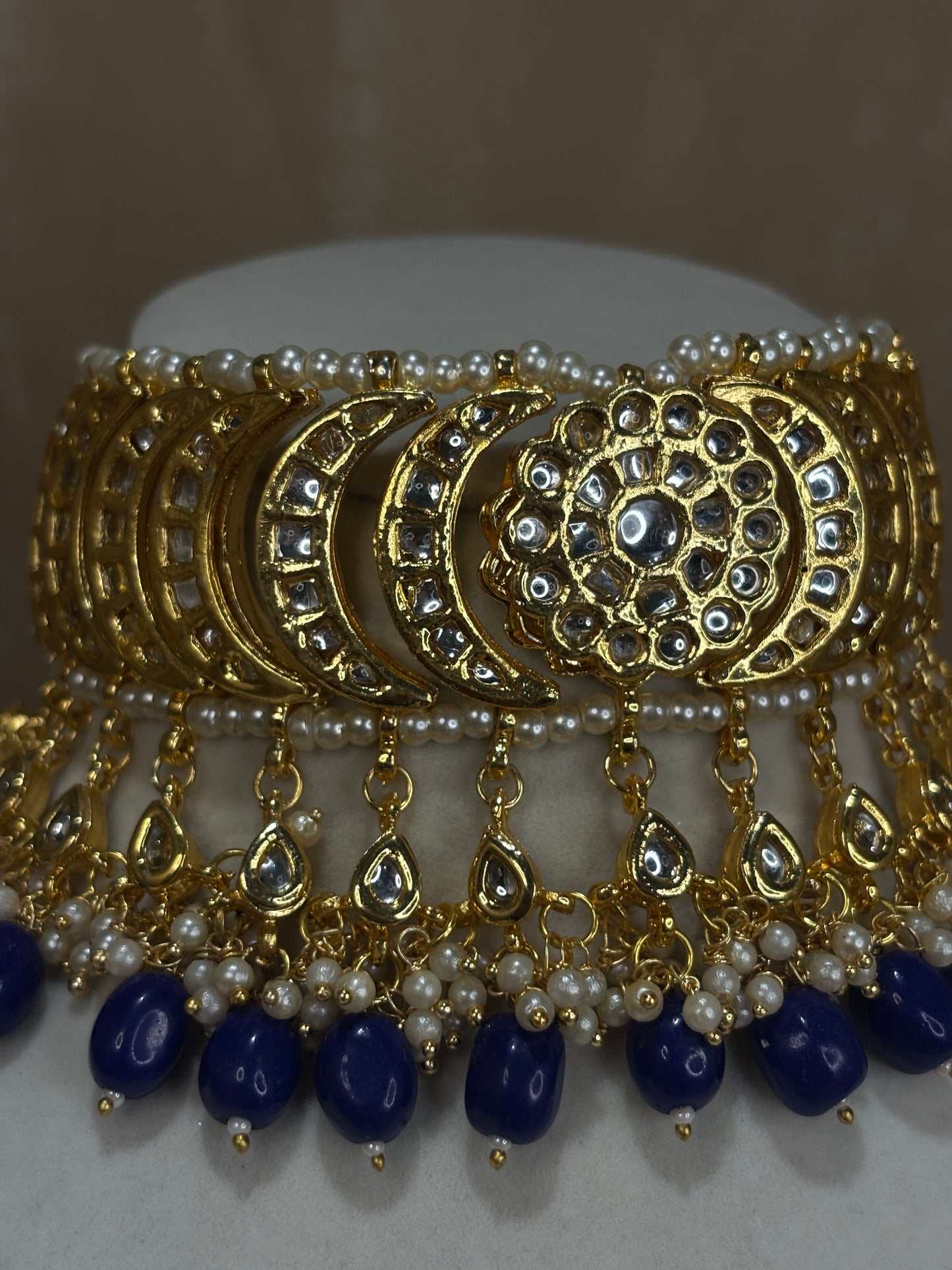 Navy blue kundan choker set