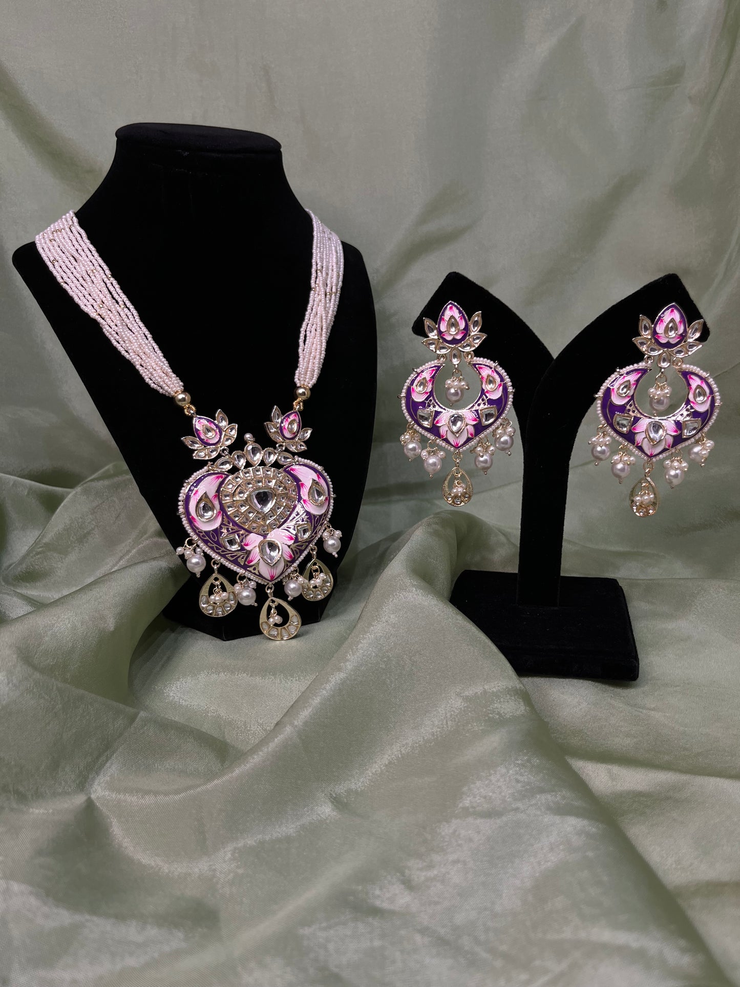 Purple long necklace set
