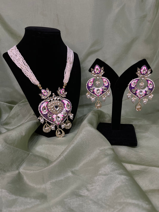 Purple long necklace set