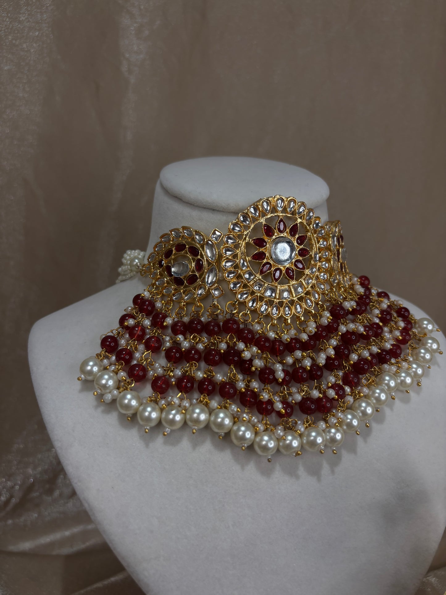 Maroon kundan choker set