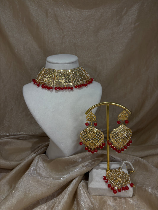 Red jadau choker