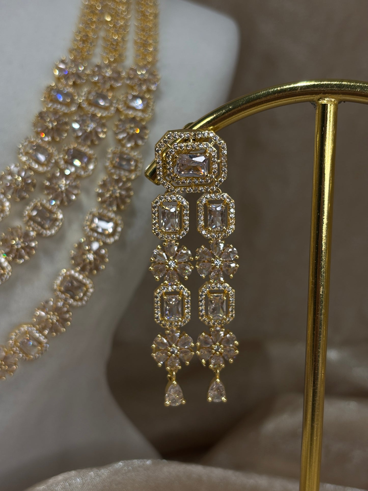 3-layer gold American diamond set