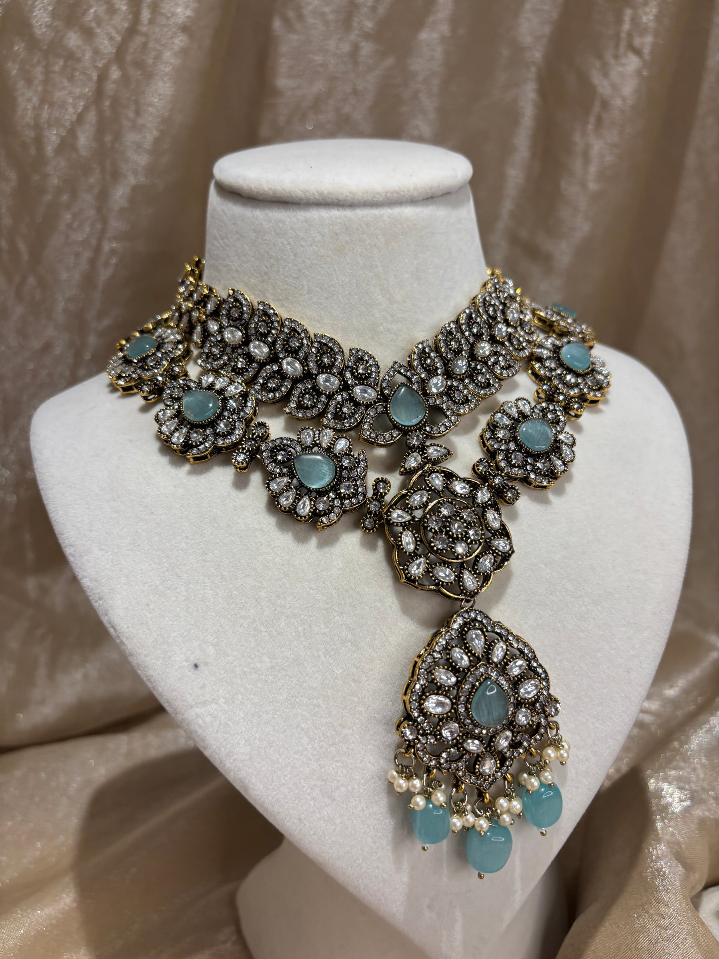 Baby blue layered necklace