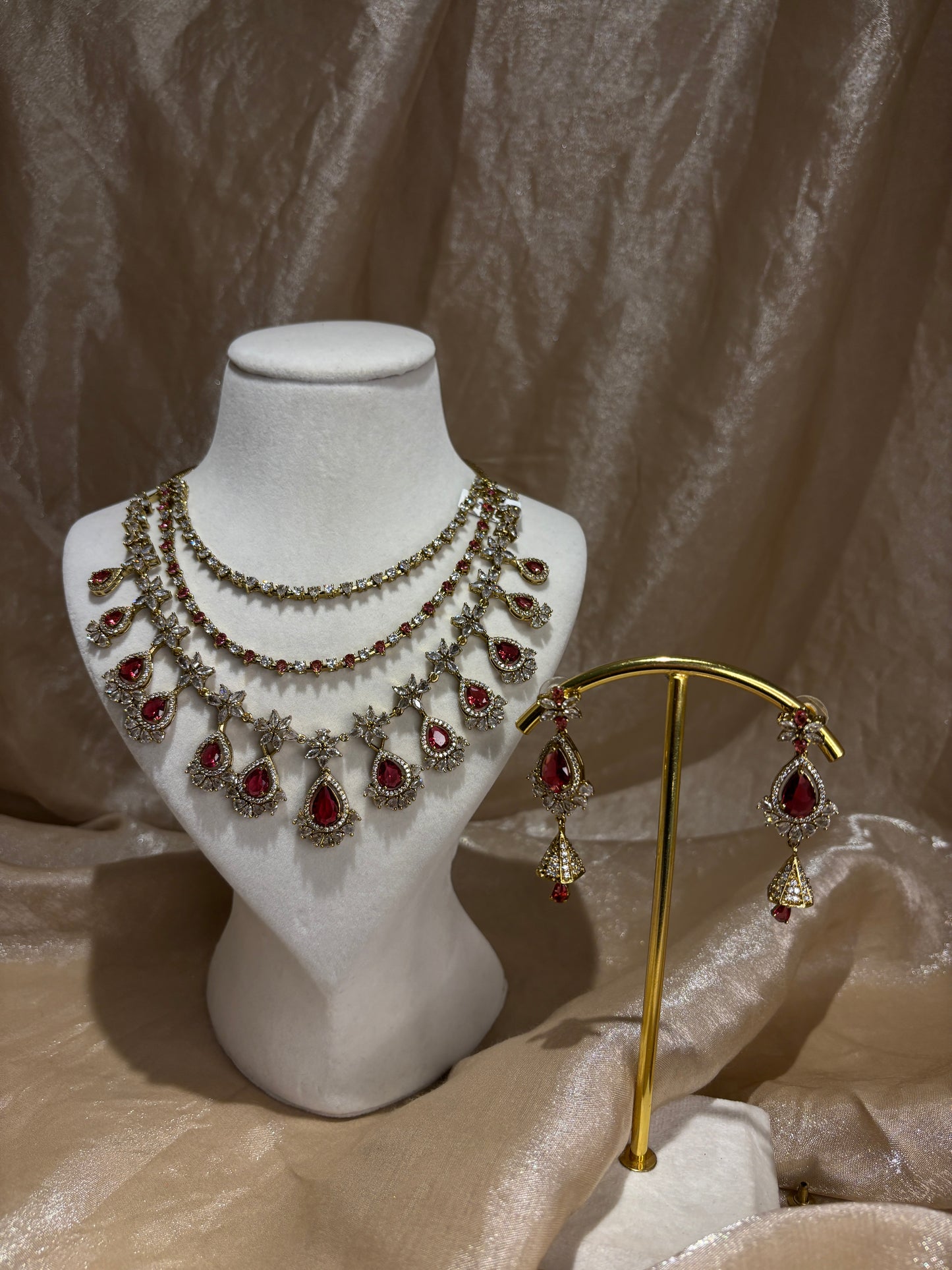 Red layered necklace
