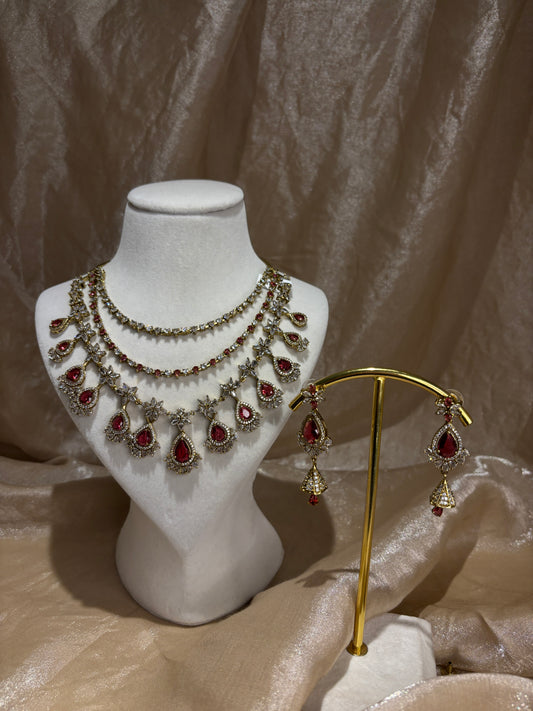 Red layered necklace