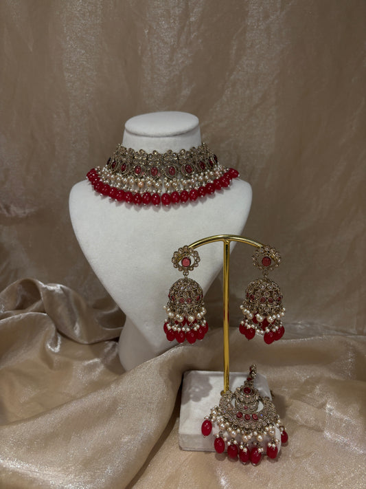 Maroon choker set