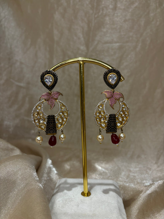Pink/maroon earrings
