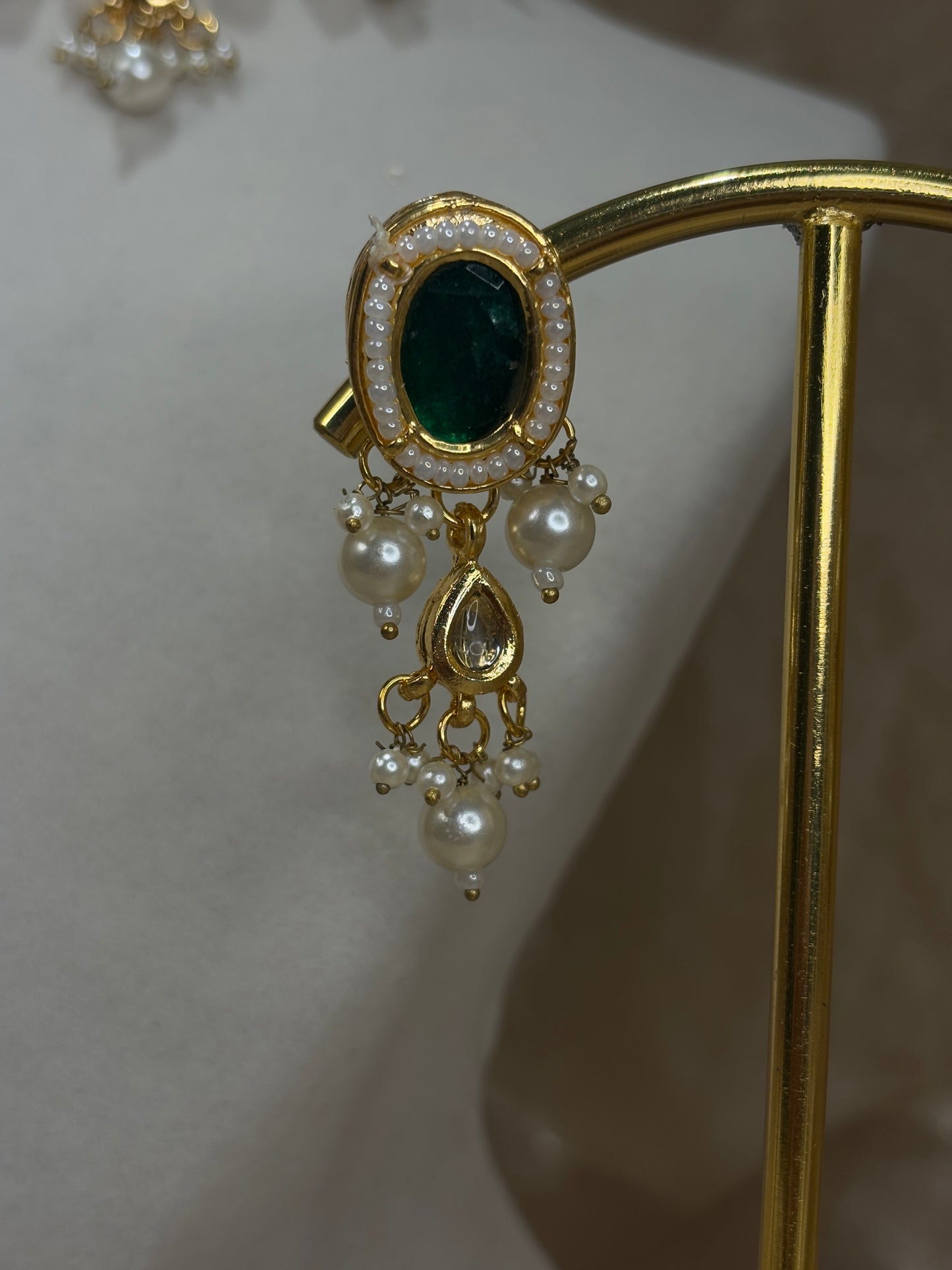 Emerald green kundan choker set