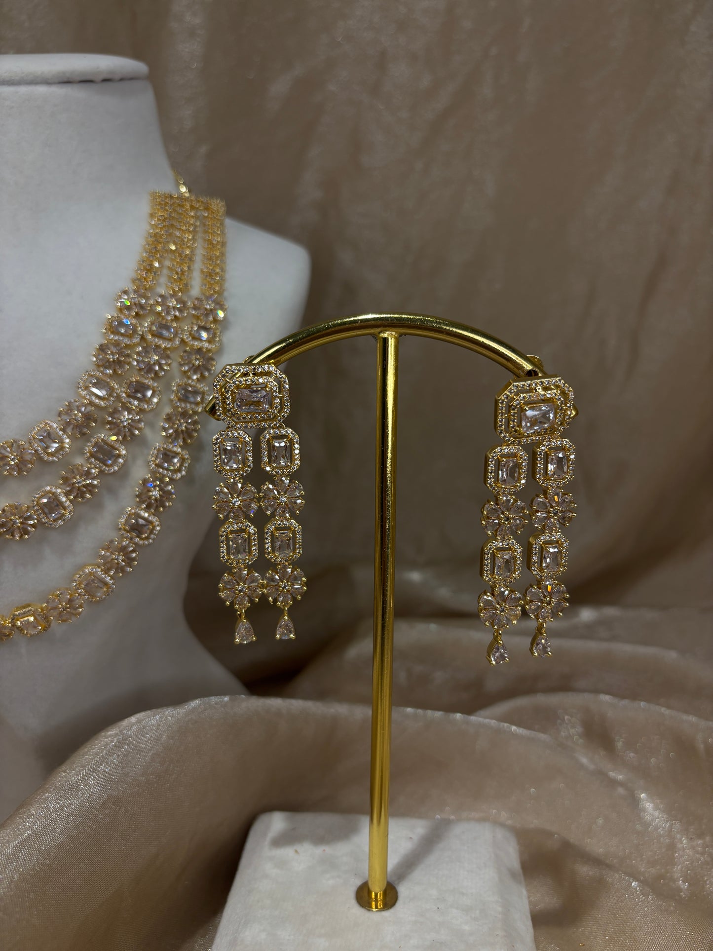 3-layer gold American diamond set