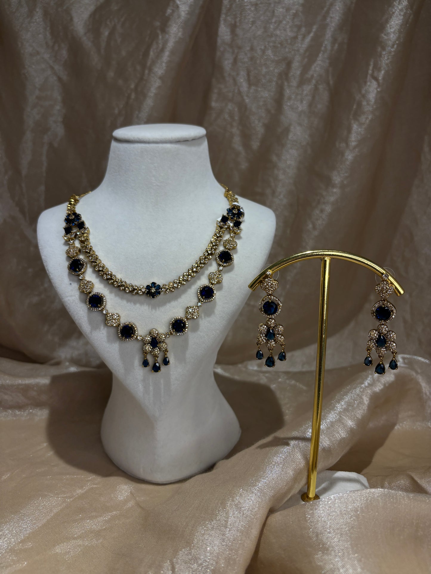 Navy blue layered necklace