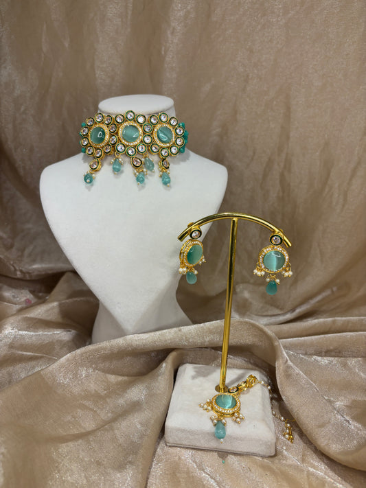 Sea green choker set