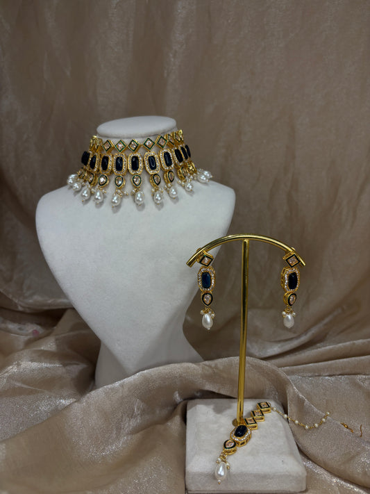 Navy blue choker set
