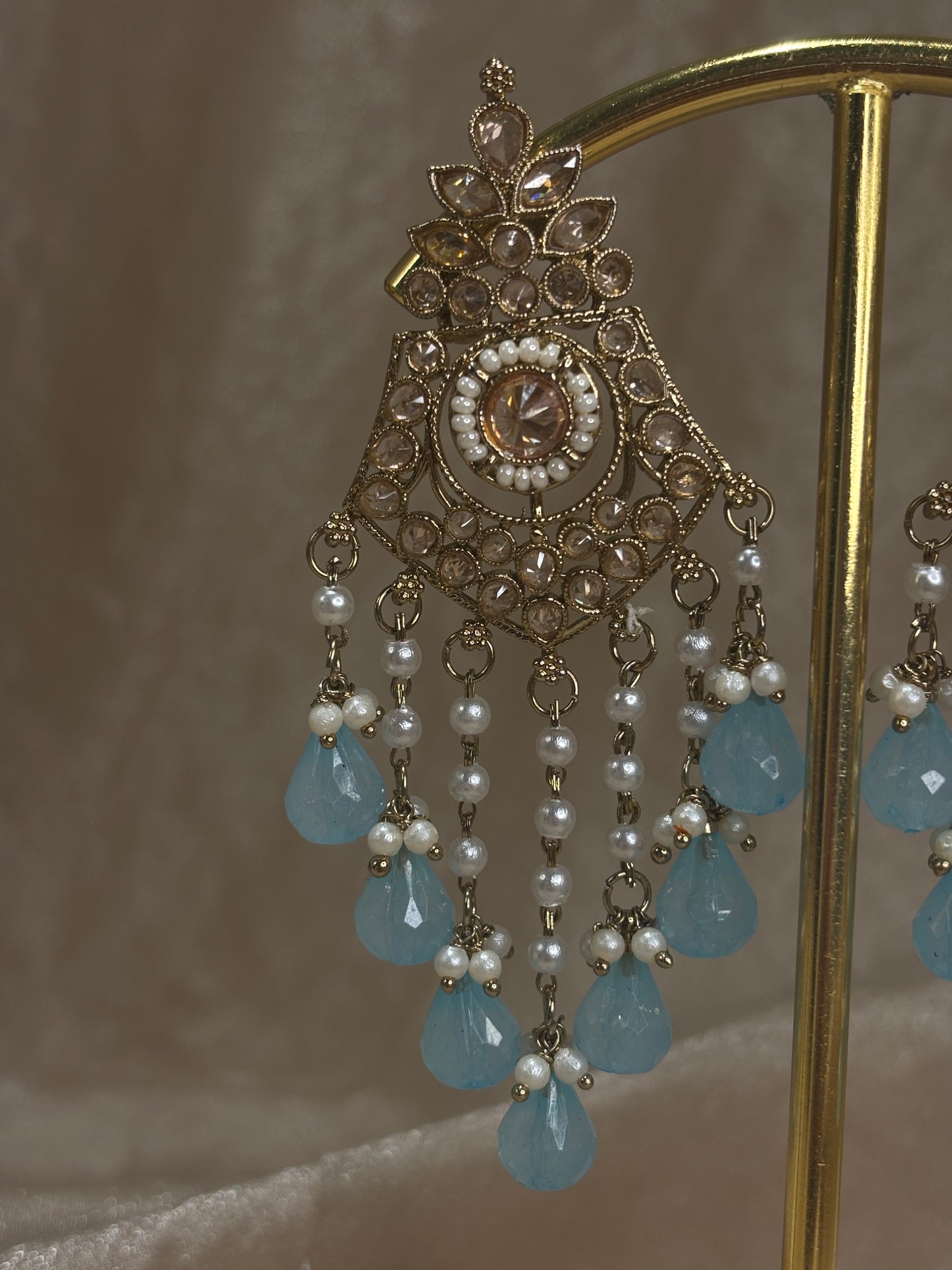 Baby blue earring/tikka set