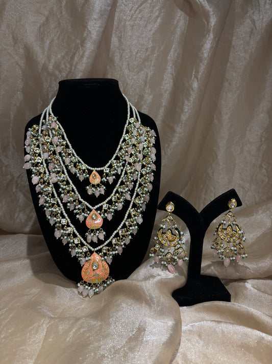 Baby pink layered necklace