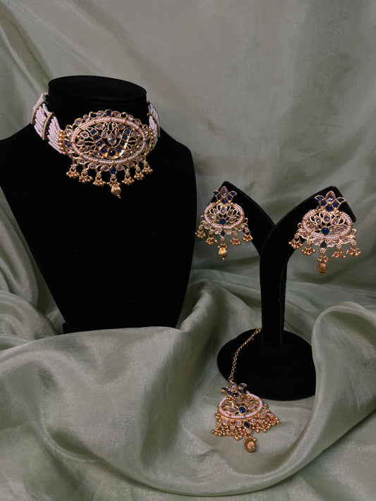 Navy blue choker set