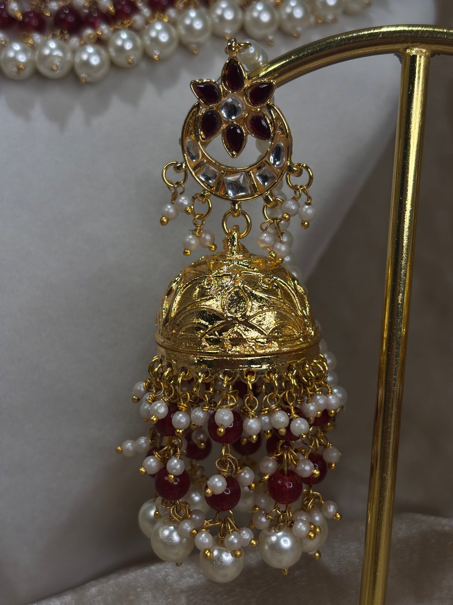 Maroon kundan choker set