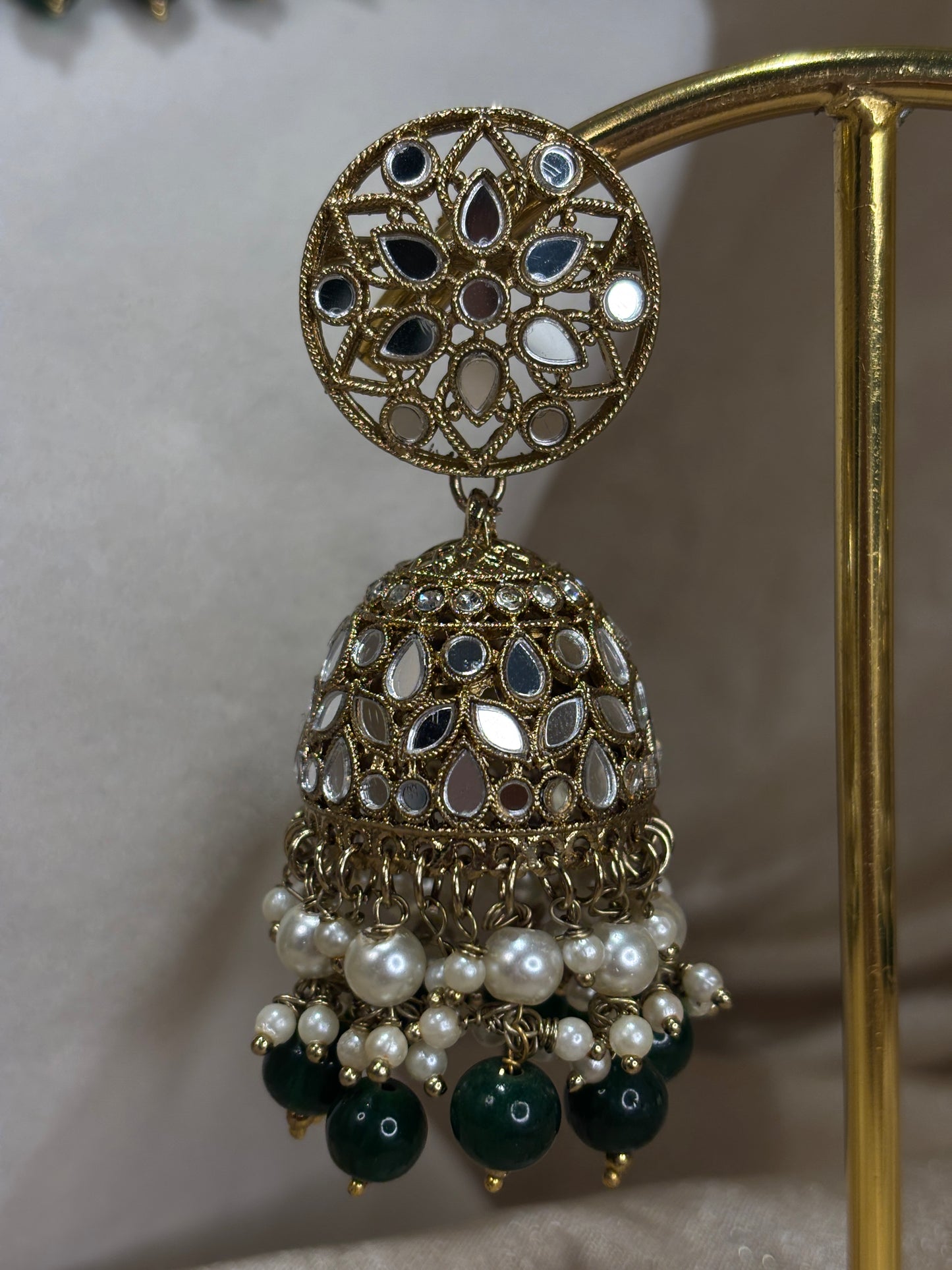Emerald green mirror work set