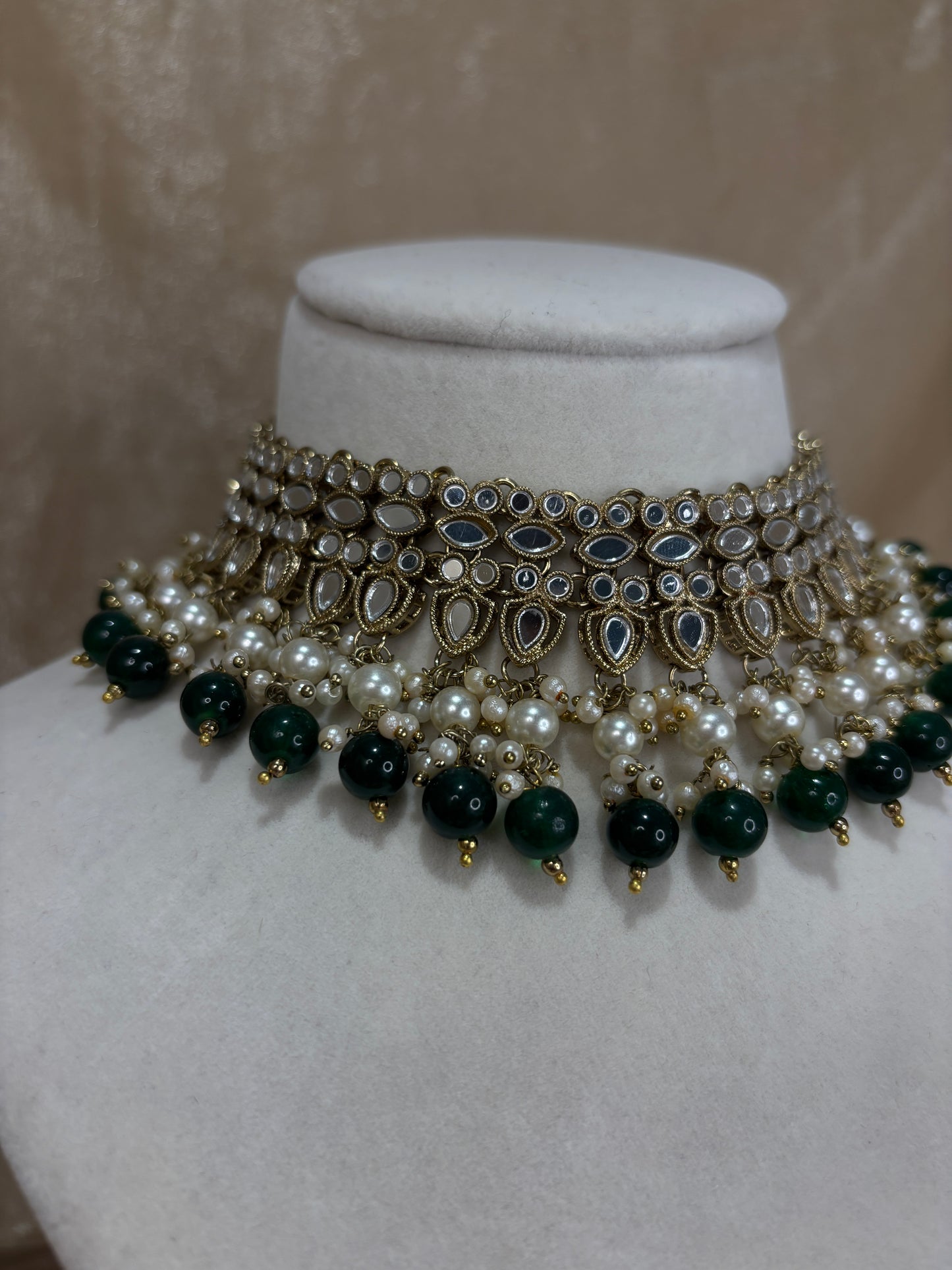 Emerald green mirror work set