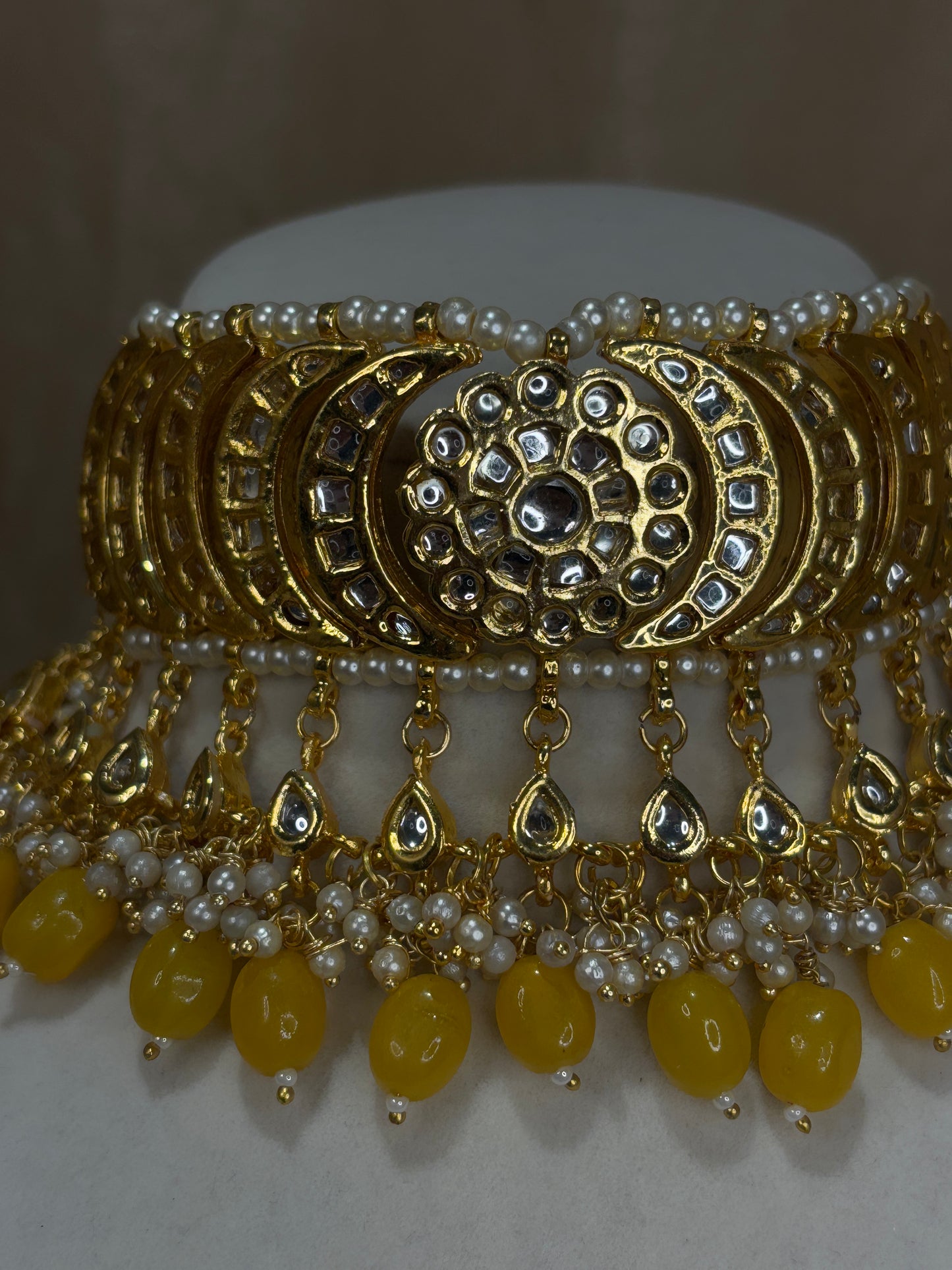 Yellow kundan choker set